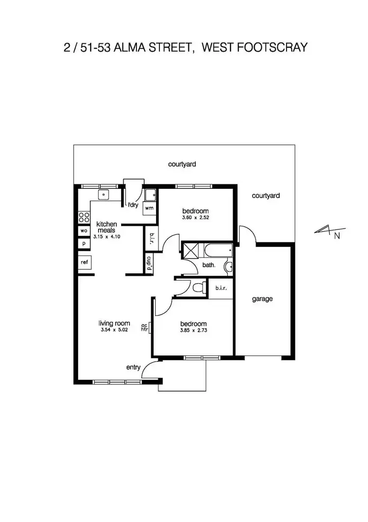 Floorplan of Homely villa listing, 2/51-53 Alma Street, West Footscray VIC 3012