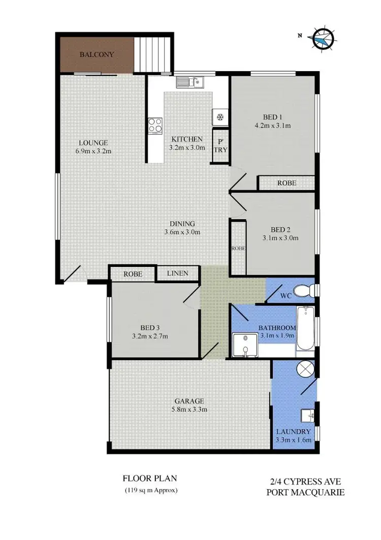 Floorplan of Homely villa listing, 2/4 Cypress Avenue, Port Macquarie NSW 2444