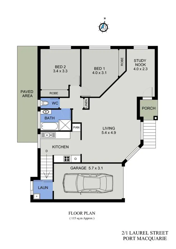 Floorplan of Homely unit listing, 2/1 Laurel Street, Port Macquarie NSW 2444