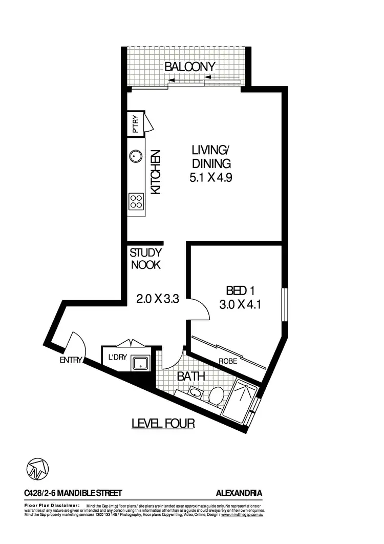 Floorplan of Homely apartment listing, C428/2-6 Mandible Street, Alexandria NSW 2015