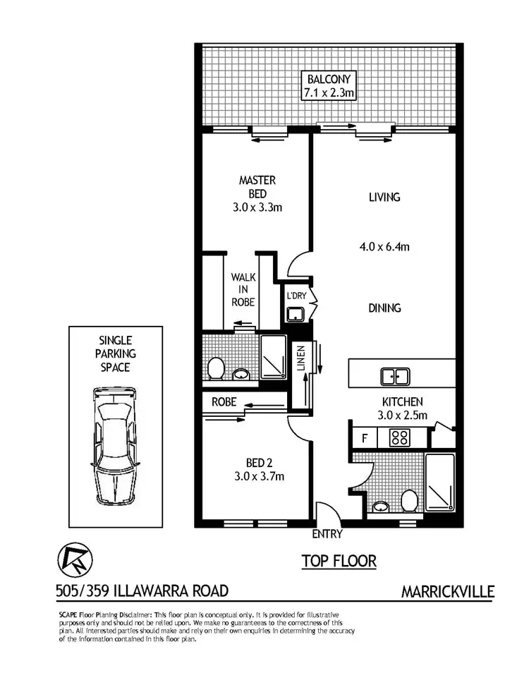 Floorplan of Homely apartment listing, A505/359 Illawarra Road, Marrickville NSW 2204