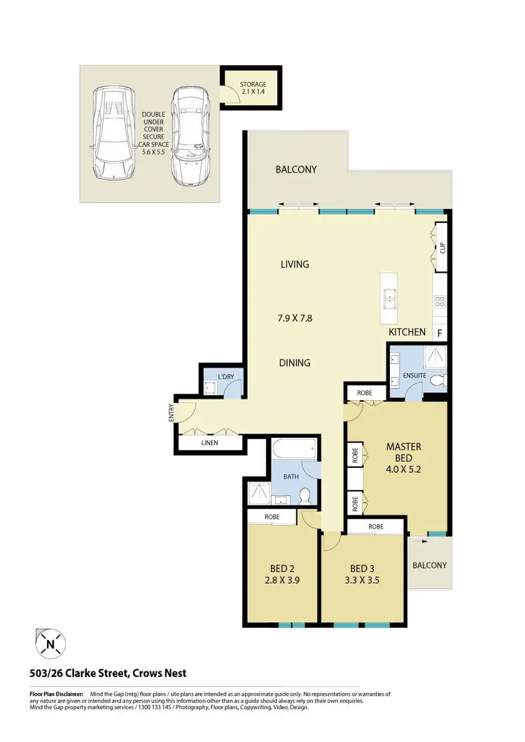 Floorplan of Homely apartment listing, 503/26 Clarke Street, Crows Nest NSW 2065