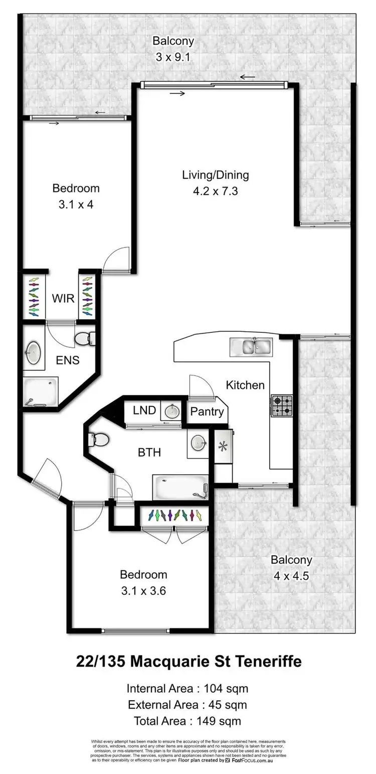 Floorplan of Homely apartment listing, 22/135 Macquarie Street, Teneriffe QLD 4005