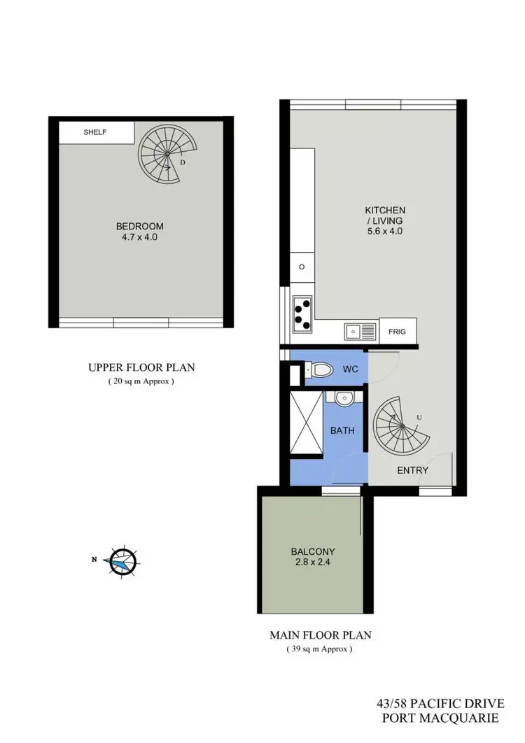 Floorplan of Homely unit listing, 43/58 Pacific Drive, Port Macquarie NSW 2444