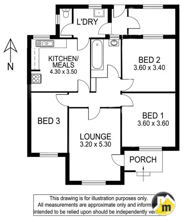 Floorplan of Homely semi-detached listing, 25 Douglas Street, Mount Gambier SA 5290