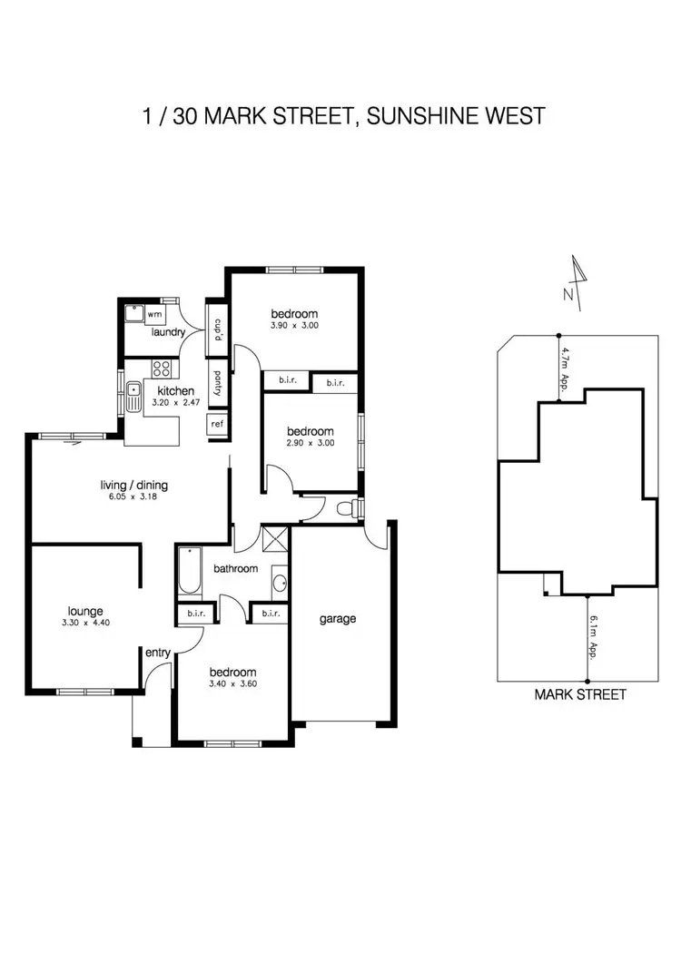 Floorplan of Homely unit listing, 1/30 Mark Street, Sunshine West VIC 3020