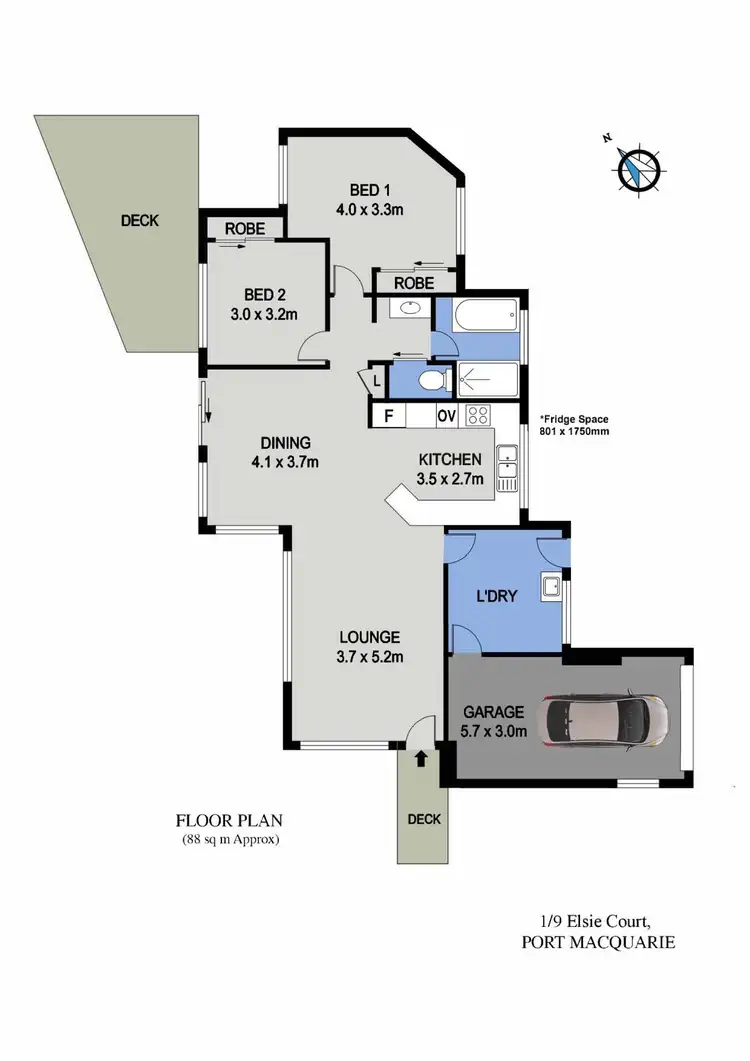 Floorplan of Homely villa listing, 1/9 Elsie Court, Port Macquarie NSW 2444