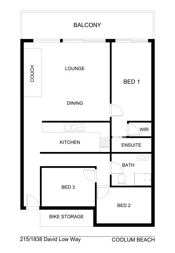 Floorplan of Homely unit listing, 215/1838 David Low Way, Coolum Beach QLD 4573