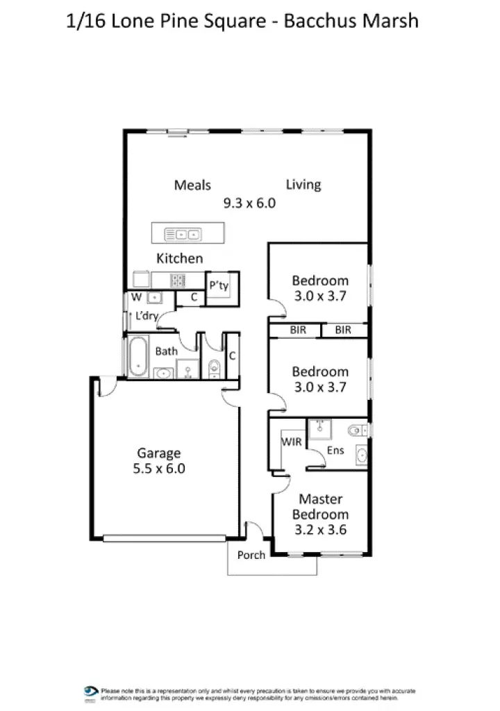 Floorplan of Homely unit listing, 1/16 Lone Pine Square, Bacchus Marsh VIC 3340