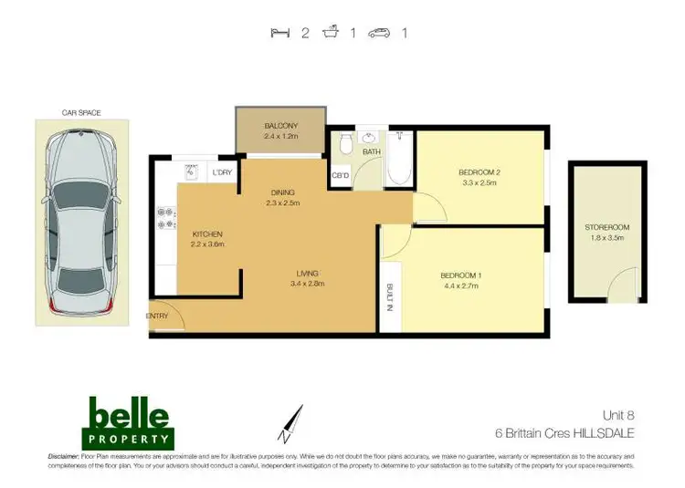 Floorplan of Homely apartment listing, 8/6 Brittain Crescent, Hillsdale NSW 2036