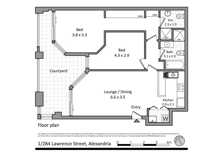 Floorplan of Homely apartment listing, 1/284 Lawrence Street, Alexandria NSW 2015