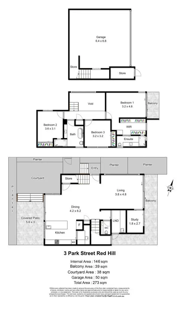Floorplan of Homely house listing, 3 Park Street, Red Hill QLD 4059