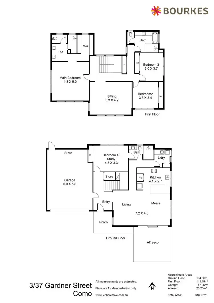 Floorplan of Homely townhouse listing, 3/37 Gardner Street, Como WA 6152