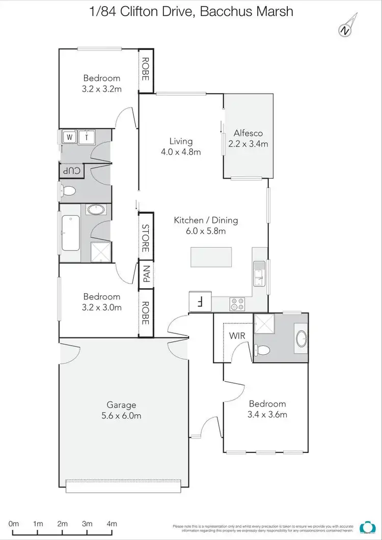 Floorplan of Homely unit listing, 1/84 Clifton Drive, Bacchus Marsh VIC 3340