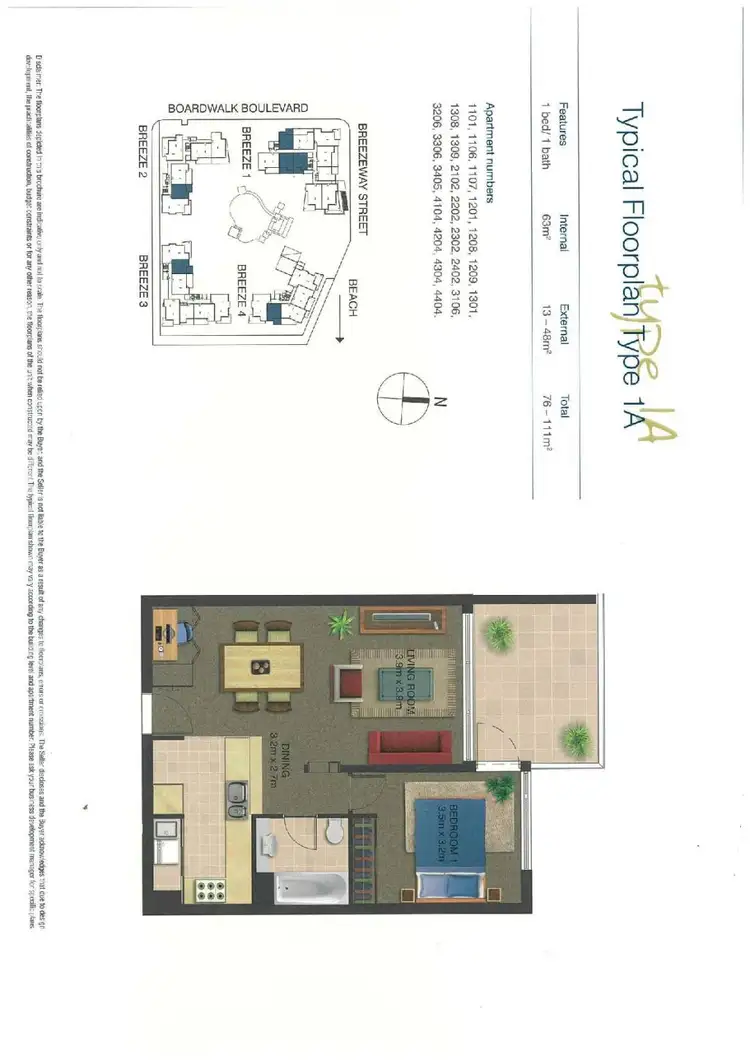 Floorplan of Homely unit listing, 3306/27 Boardwalk Boulevard, Mount Coolum QLD 4573