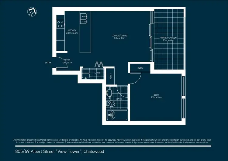 Floorplan of Homely unit listing, 805/69 Albert Avenue, Chatswood NSW 2067
