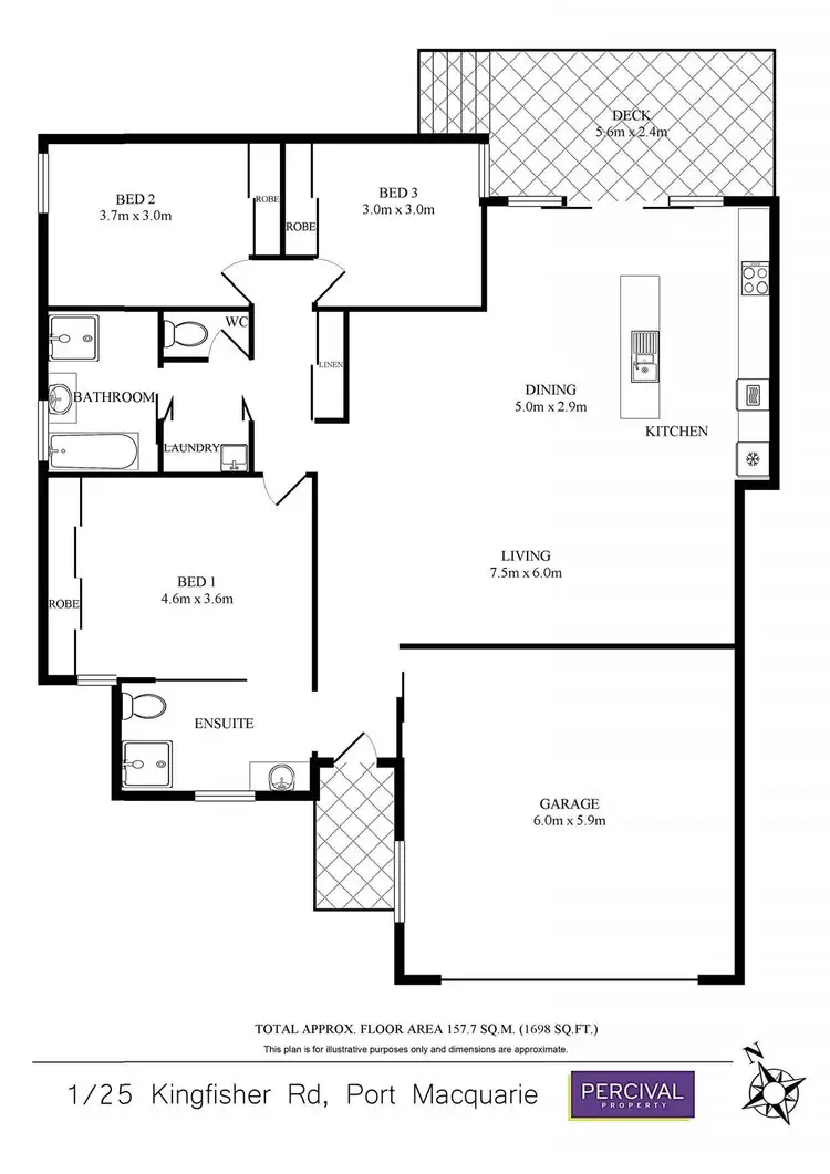 Floorplan of Homely villa listing, 1/25 Kingfisher Road, Port Macquarie NSW 2444