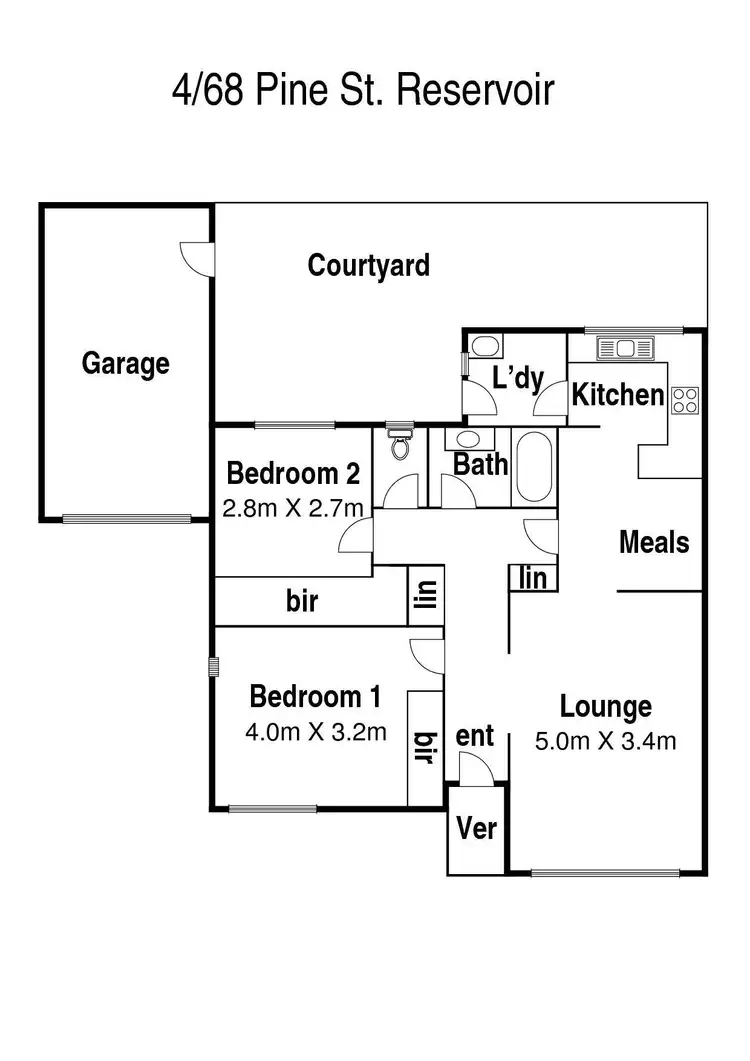 Floorplan of Homely unit listing, 4/68 Pine Street, Reservoir VIC 3073