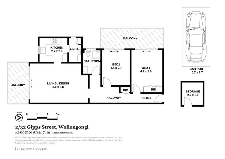 Floorplan of Homely unit listing, 2/32 Gipps Street, Wollongong NSW 2500