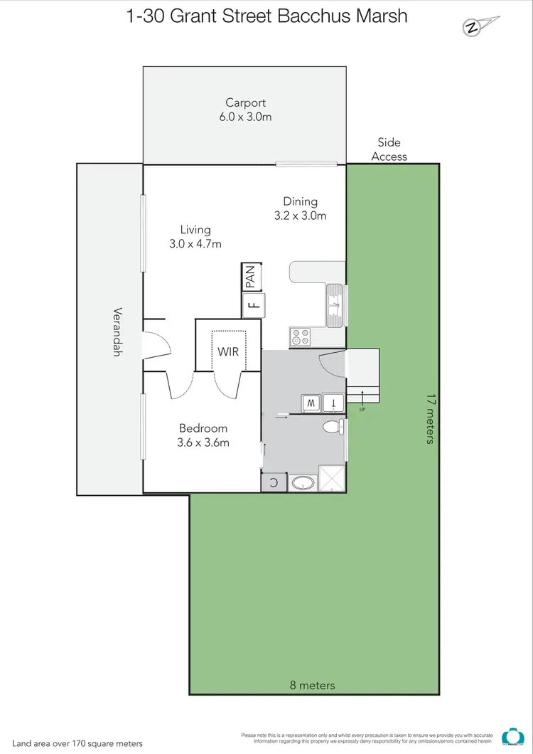Floorplan of Homely unit listing, 1/30 Grant Street, Bacchus Marsh VIC 3340