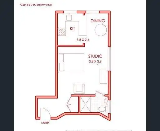 Floorplan of Homely studio listing, 6/349 Liverpool Street, Darlinghurst NSW 2010