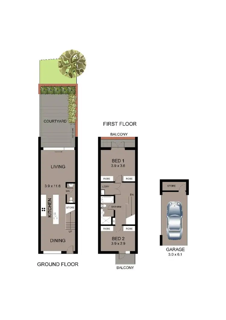 Floorplan of Homely townhouse listing, 9/33-41 Hanks Street, Ashfield NSW 2131