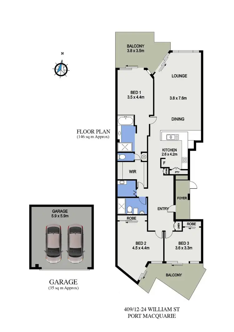 Floorplan of Homely unit listing, 409/12-24 William Street, Port Macquarie NSW 2444