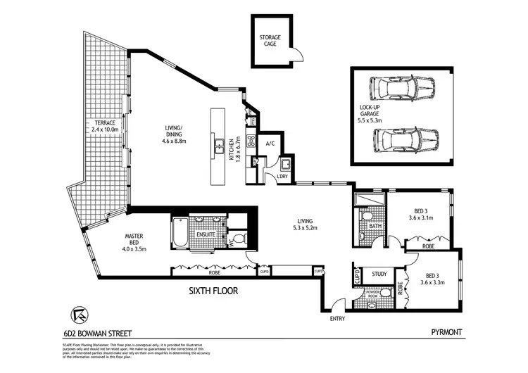 Floorplan of Homely apartment listing, 6D/2 Bowman Street, Pyrmont NSW 2009