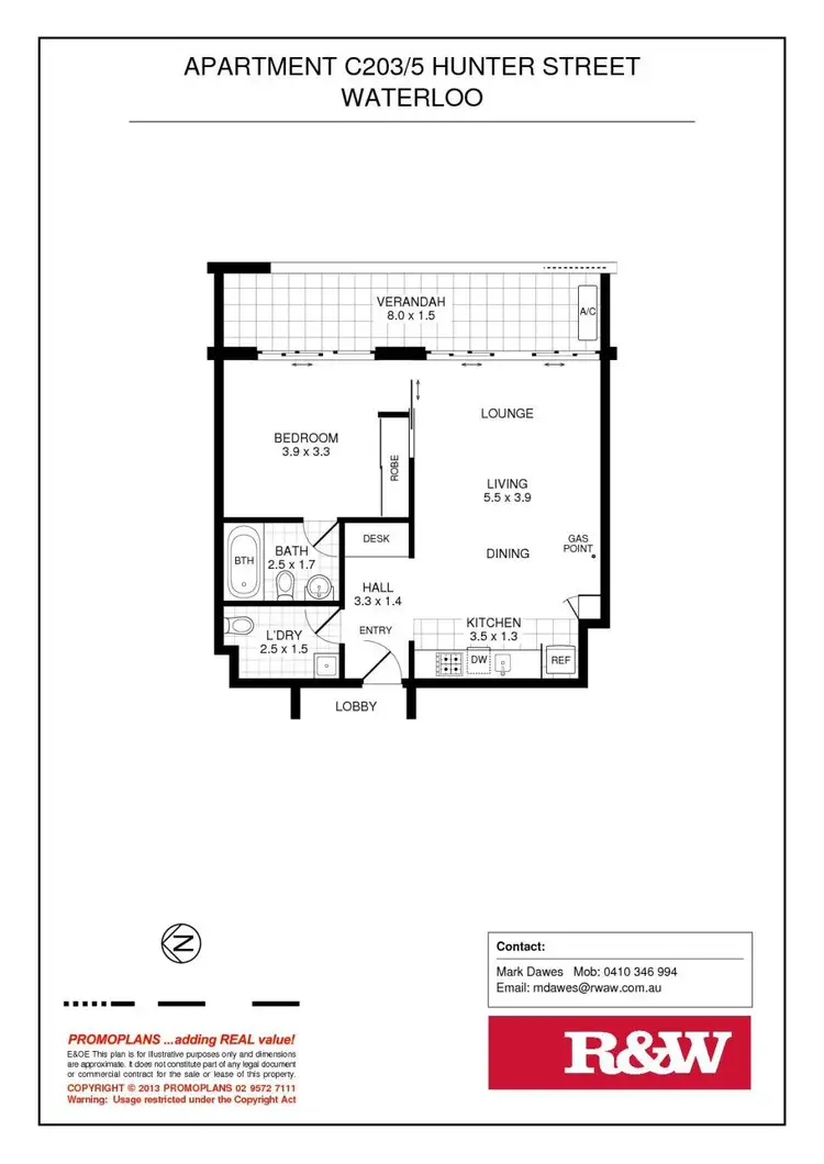 Floorplan of Homely apartment listing, 203c/5 Hunter Street, Waterloo NSW 2017