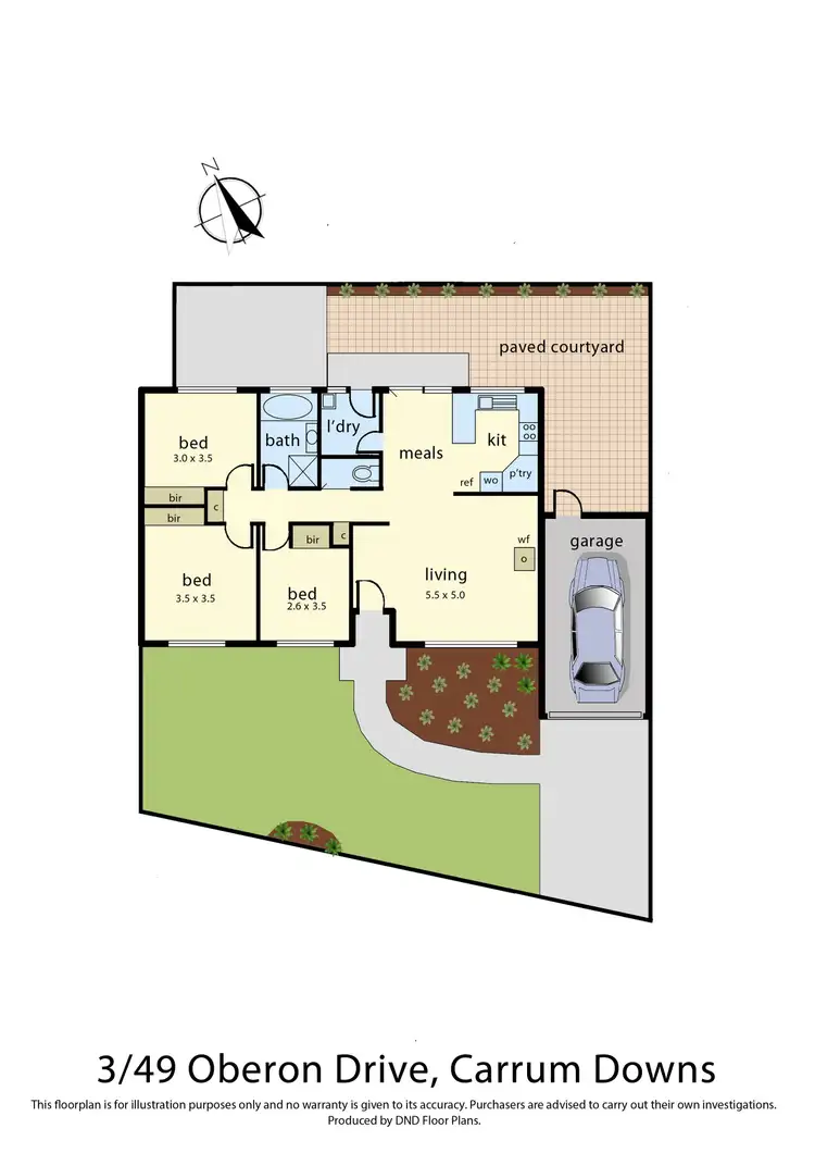 Floorplan of Homely unit listing, 3/49 Oberon Drive, Carrum Downs VIC 3201