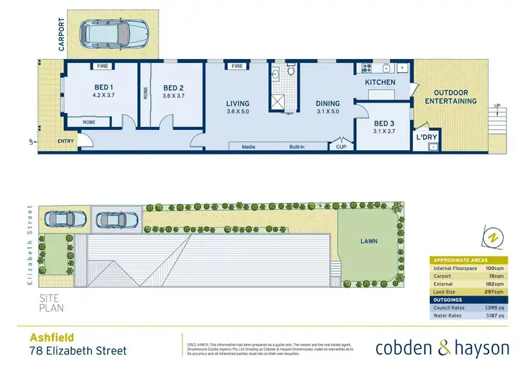Floorplan of Homely semi-detached listing, 78 Elizabeth Street, Ashfield NSW 2131