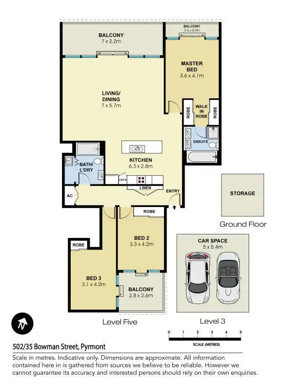 Floorplan of Homely apartment listing, 502/35 Bowman Street, Pyrmont NSW 2009