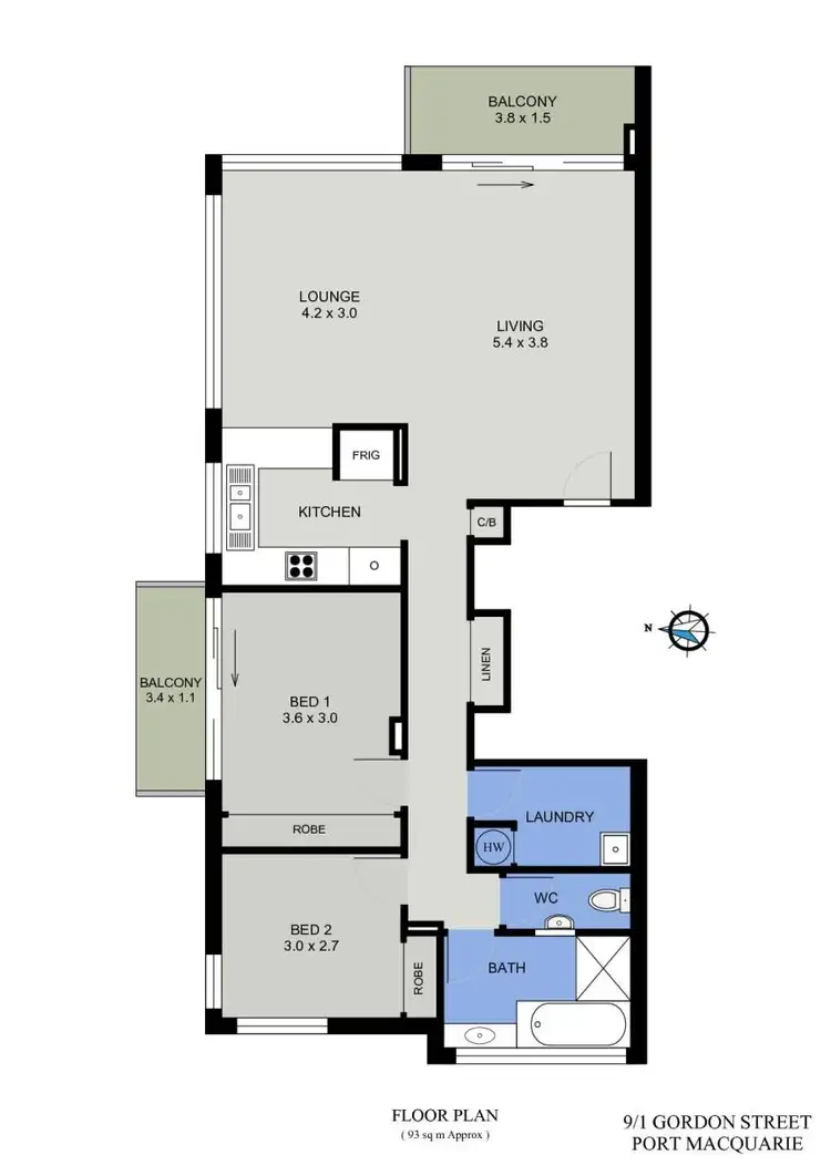 Floorplan of Homely unit listing, 9/1 Gordon Street, Port Macquarie NSW 2444