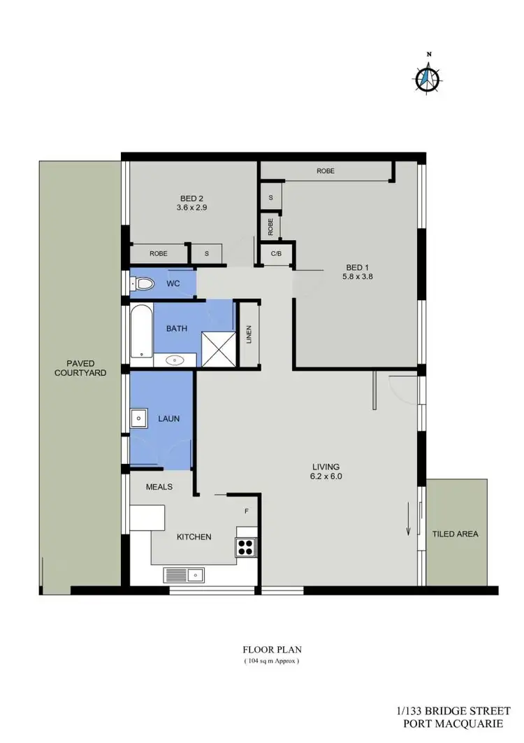 Floorplan of Homely unit listing, 1/133 Bridge Street, Port Macquarie NSW 2444