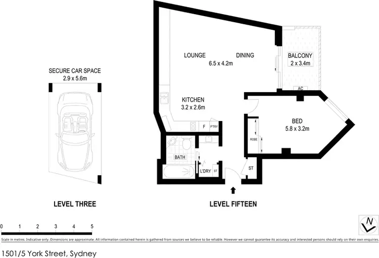 Floorplan of Homely apartment listing, 1501/5 York Street, Sydney NSW 2000