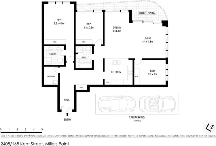 Floorplan of Homely apartment listing, 2408/168 Kent Street, Sydney NSW 2000