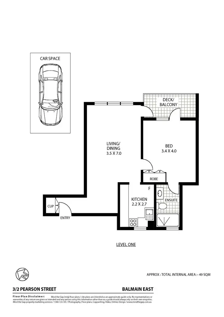 Floorplan of Homely apartment listing, 3/2 Pearson Street, Balmain East NSW 2041