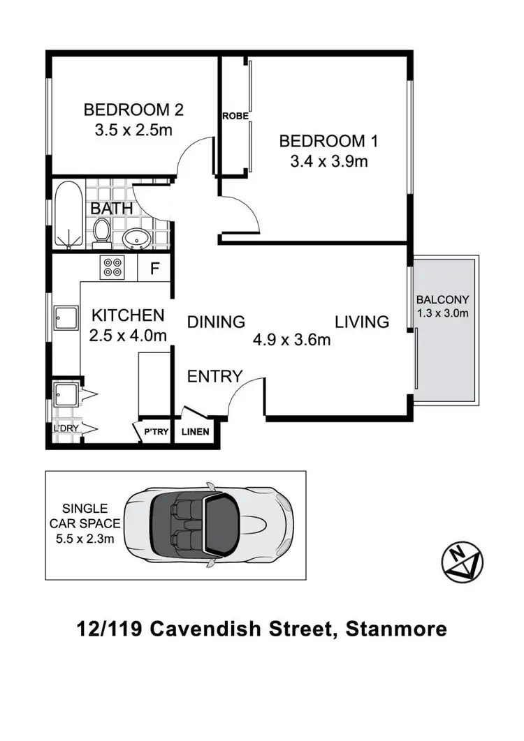 Floorplan of Homely apartment listing, 12/119 Cavendish Street, Stanmore NSW 2048