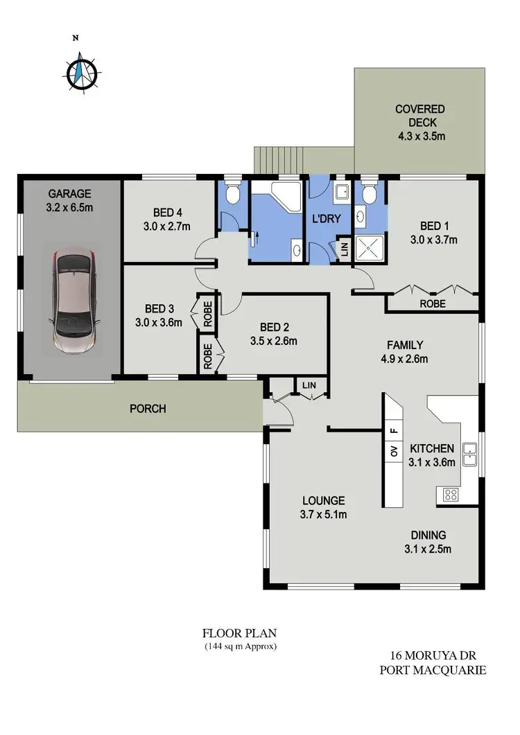 Floorplan of Homely house listing, 16 Moruya Drive, Port Macquarie NSW 2444