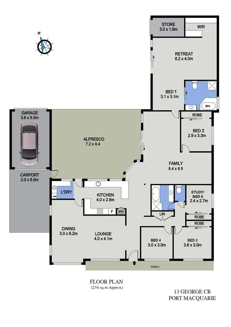 Floorplan of Homely house listing, 13 George Crescent, Port Macquarie NSW 2444