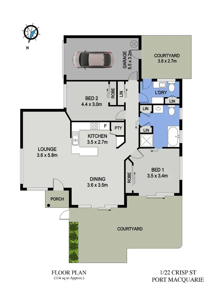 Floorplan of Homely unit listing, 1/22 Crisp Street, Port Macquarie NSW 2444