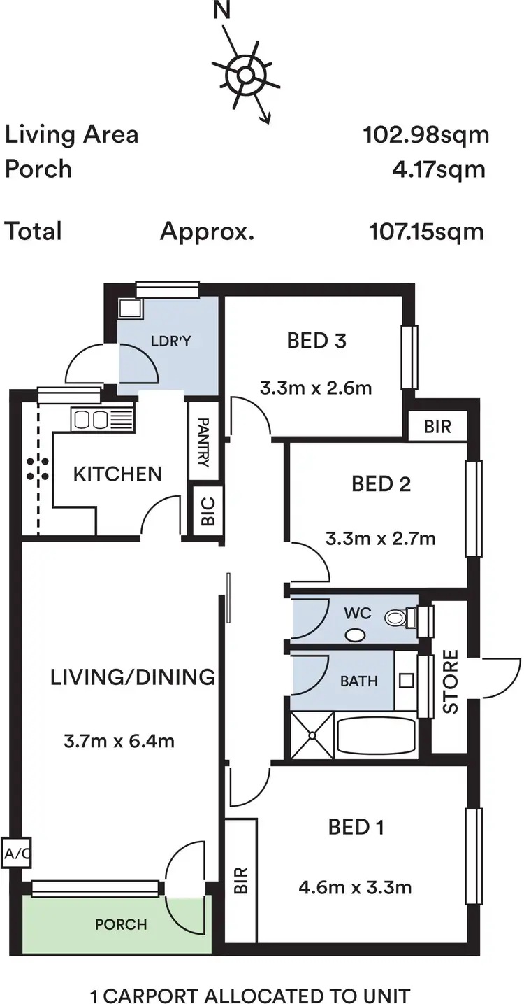 Floorplan of Homely unit listing, 1/45 Miller Street, Unley SA 5061