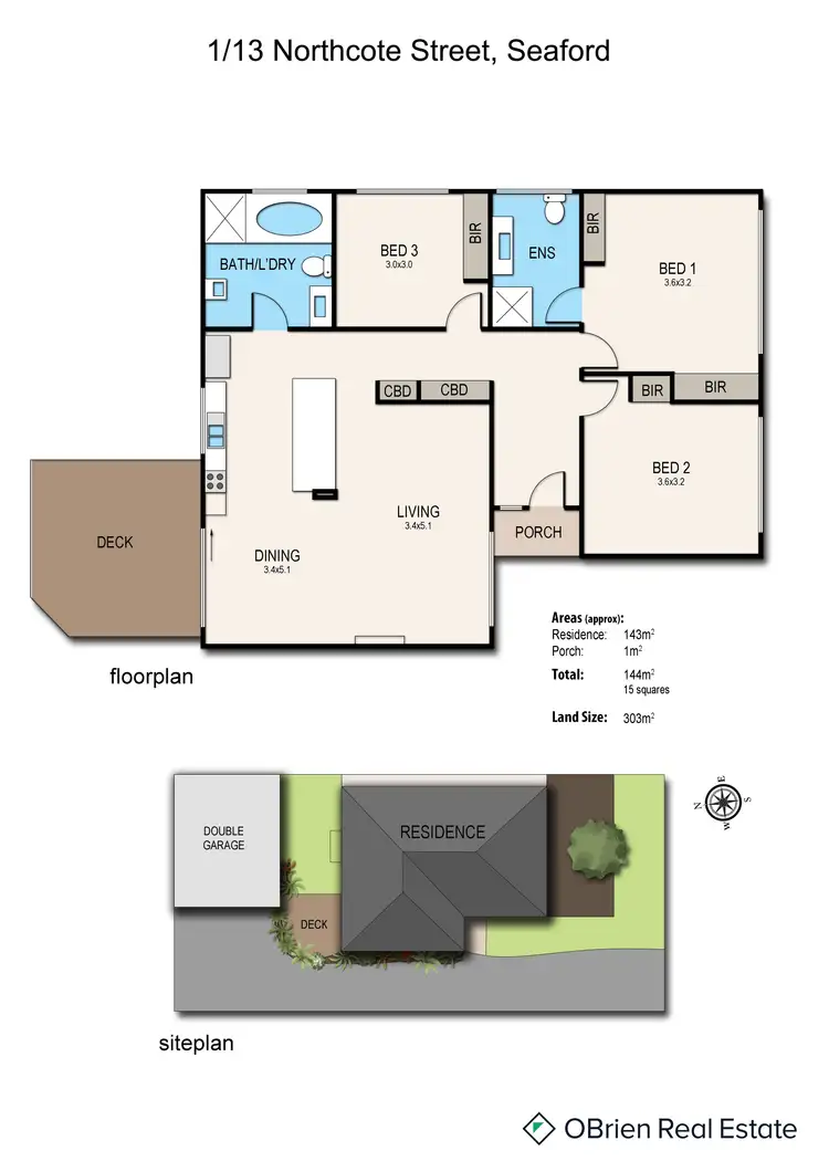 Floorplan of Homely unit listing, 1/13 Northcote Street, Seaford VIC 3198