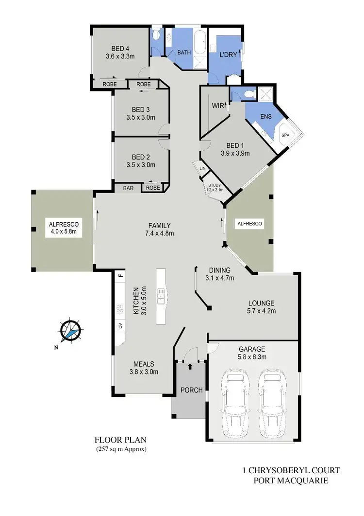 Floorplan of Homely house listing, 1 Chrysoberyl Court, Port Macquarie NSW 2444