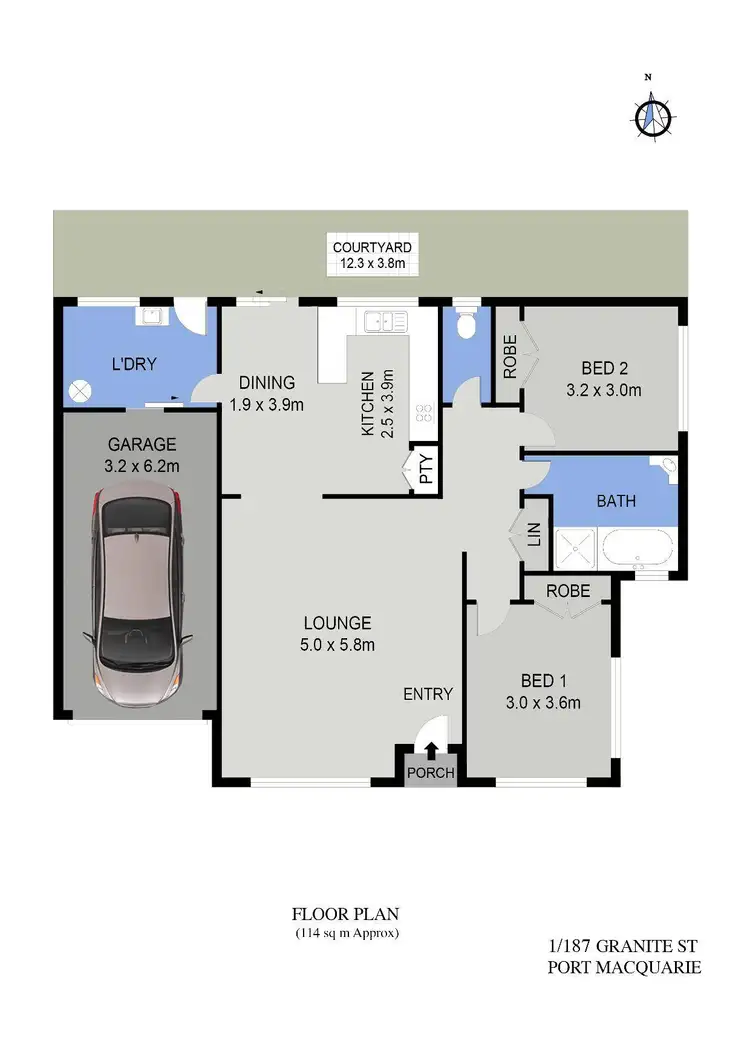 Floorplan of Homely villa listing, 187 Granite Street, Port Macquarie NSW 2444