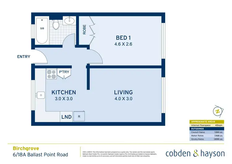 Floorplan of Homely apartment listing, 6/18a Ballast Point Road, Birchgrove NSW 2041