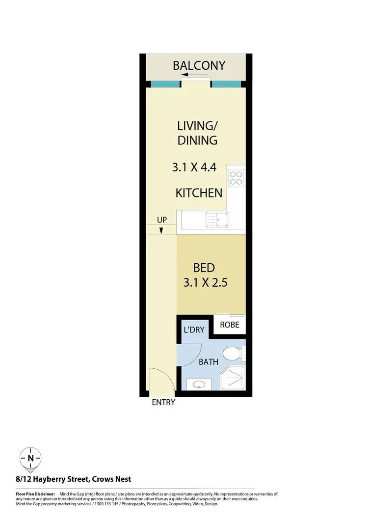 Floorplan of Homely studio listing, 8/12 Hayberry Street, Crows Nest NSW 2065