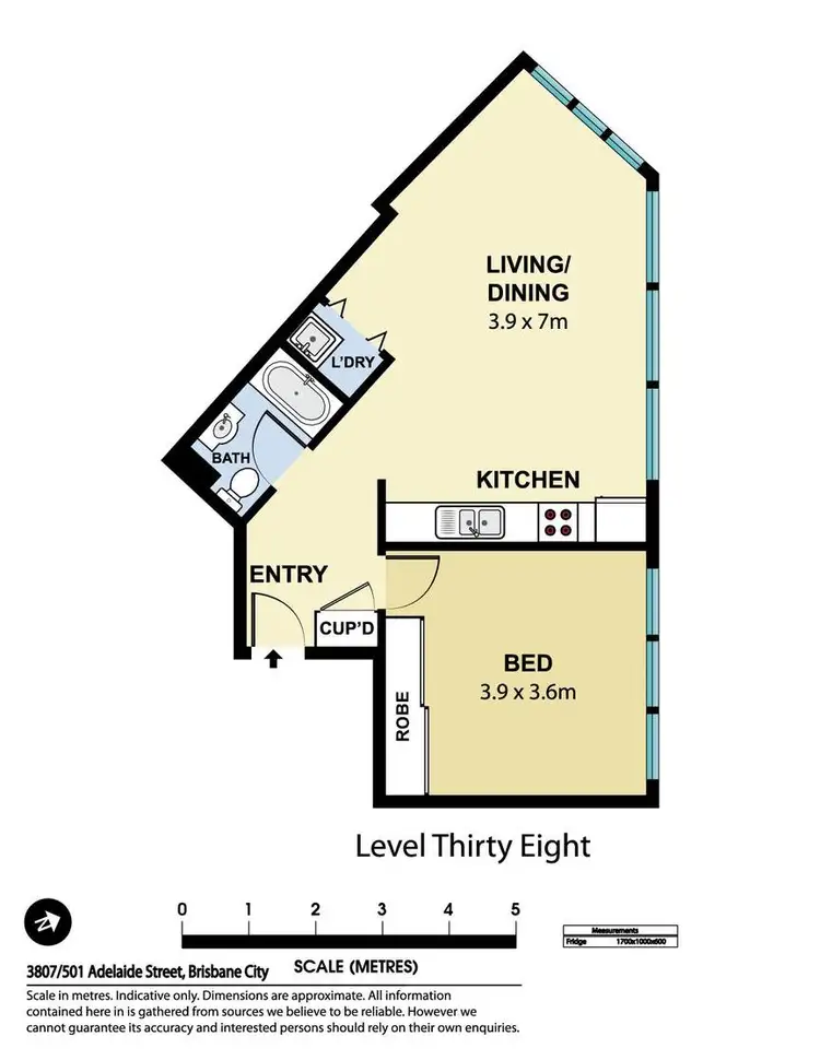 Floorplan of Homely unit listing, 3807/501 Adelaide Street, Brisbane City QLD 4000