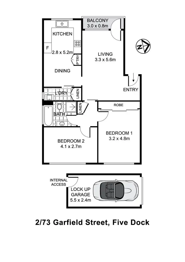 Floorplan of Homely unit listing, 2/73 Garfield Street, Five Dock NSW 2046