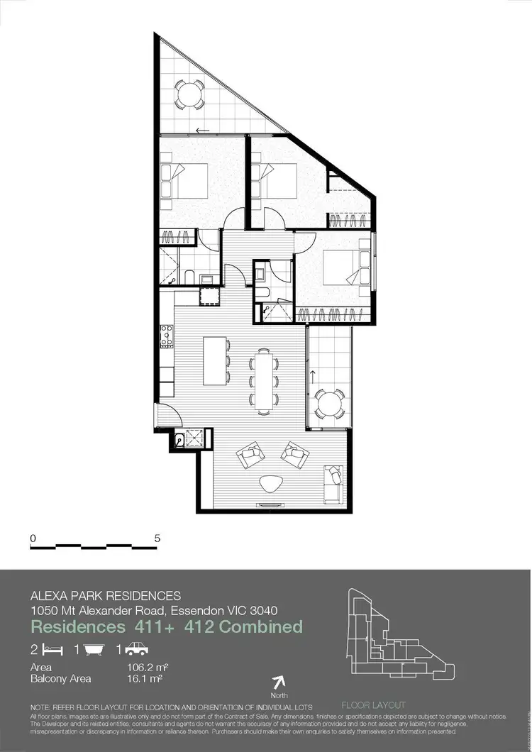 Floorplan of Homely apartment listing, 411/1050 Mt Alexander Road, Essendon VIC 3040